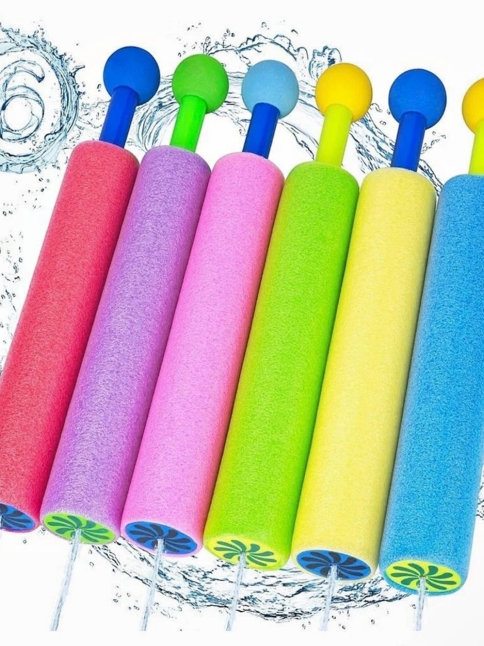6-Pack Foam Water Blaster Set Multicolor